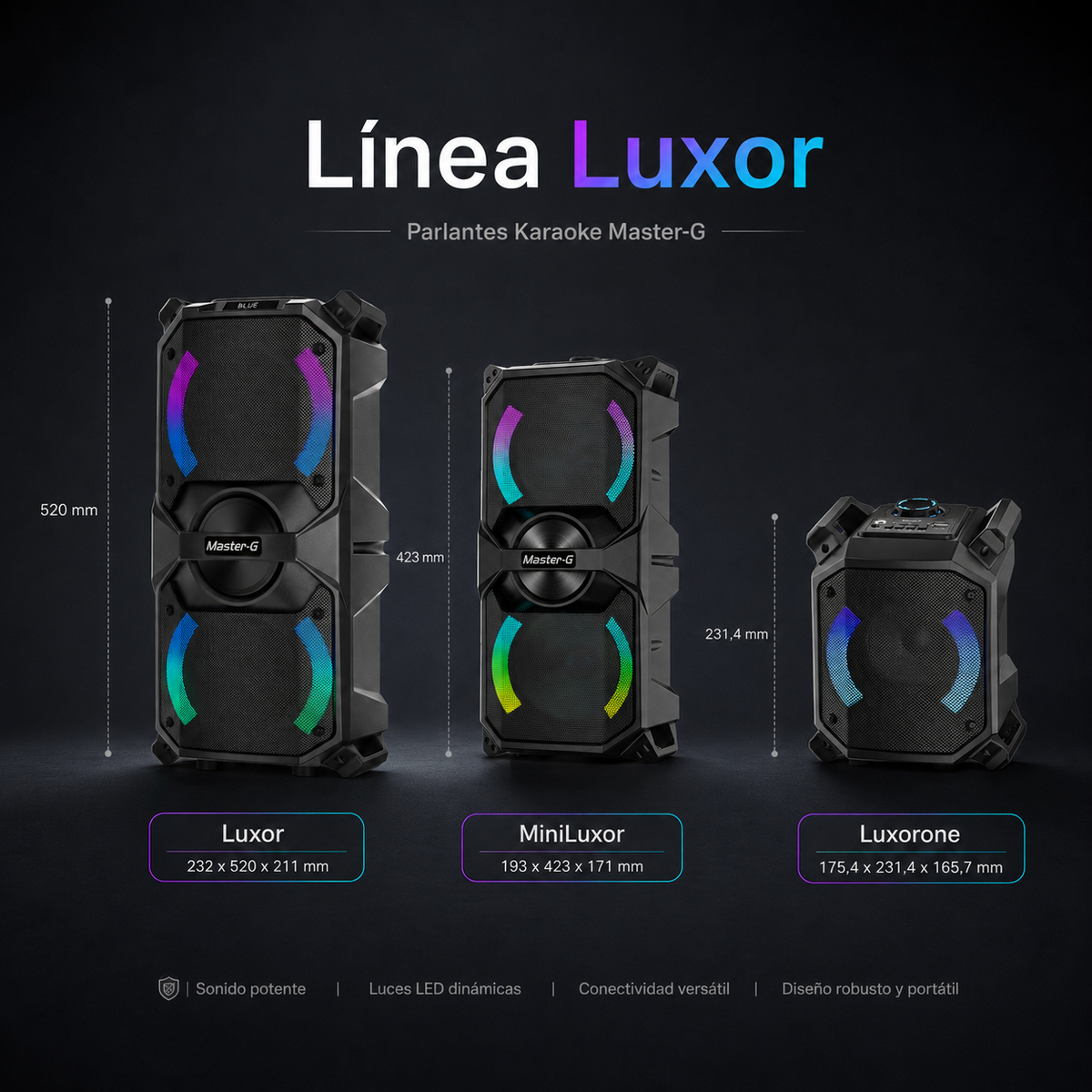 Parlante Bluetooth Karaoke Luxor One 4” Micrófono Master-G