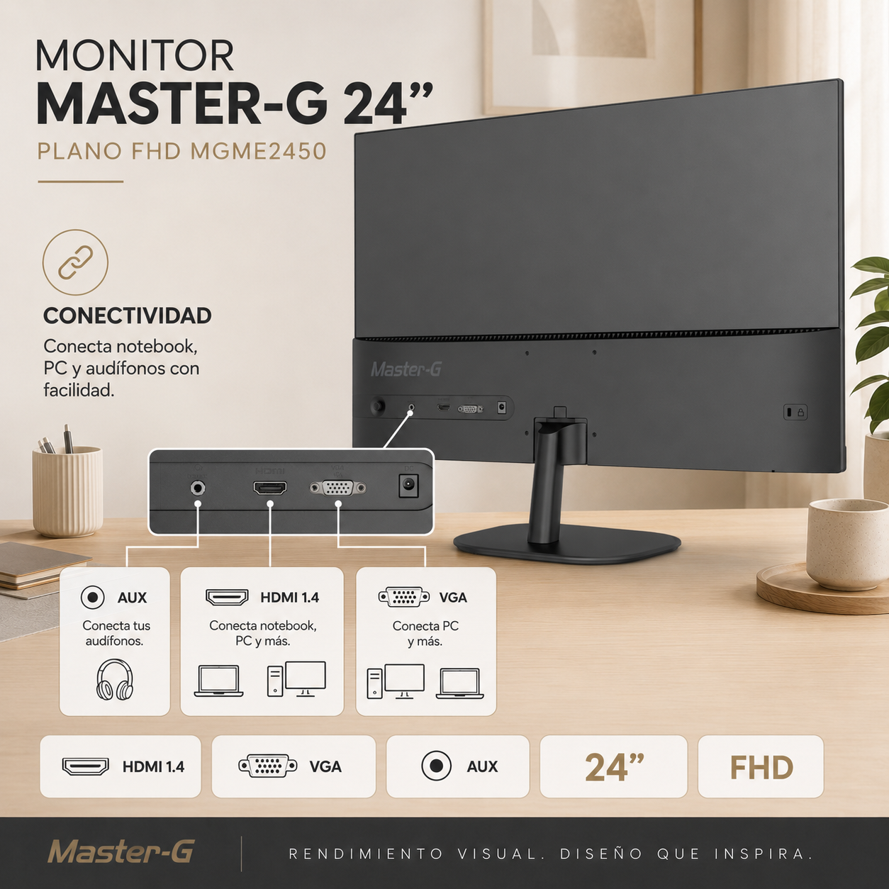 Monitor de PC 24" Full HD IPS 144Hz 5,5ms MGME2450 Master-G