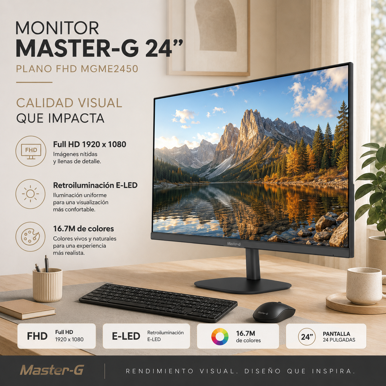Monitor de PC 24" Full HD IPS 144Hz 5,5ms MGME2450 Master-G