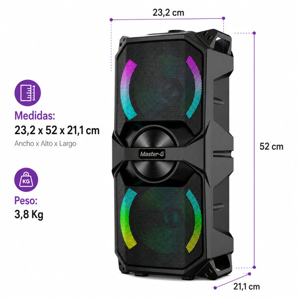 Parlante Karaoke Bluetooth Luxor 6,5” X2 con Micrófono vista 3