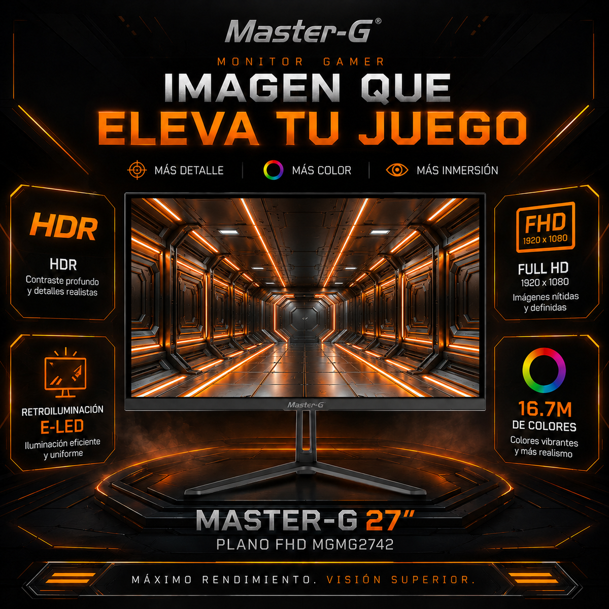 Monitor Gamer 27" FHD IPS HDR 180Hz 1Ms MGMG2742 Master-G