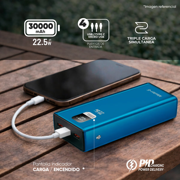 Batería Externa Power Bank 30000 Mah 22.5W vista 2